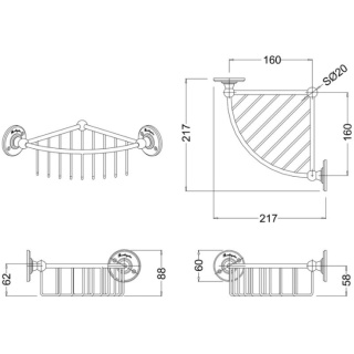 Burlington Corner Basket 62mm Deep